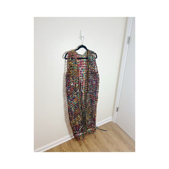 Ankara Print Net Basket Maxi Vest One Size Multi-Color - Picture 6 of 6